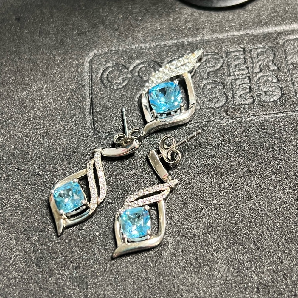 Sterling Silver Blue Topaz Pendant /earring Set! Sold As Is No returns